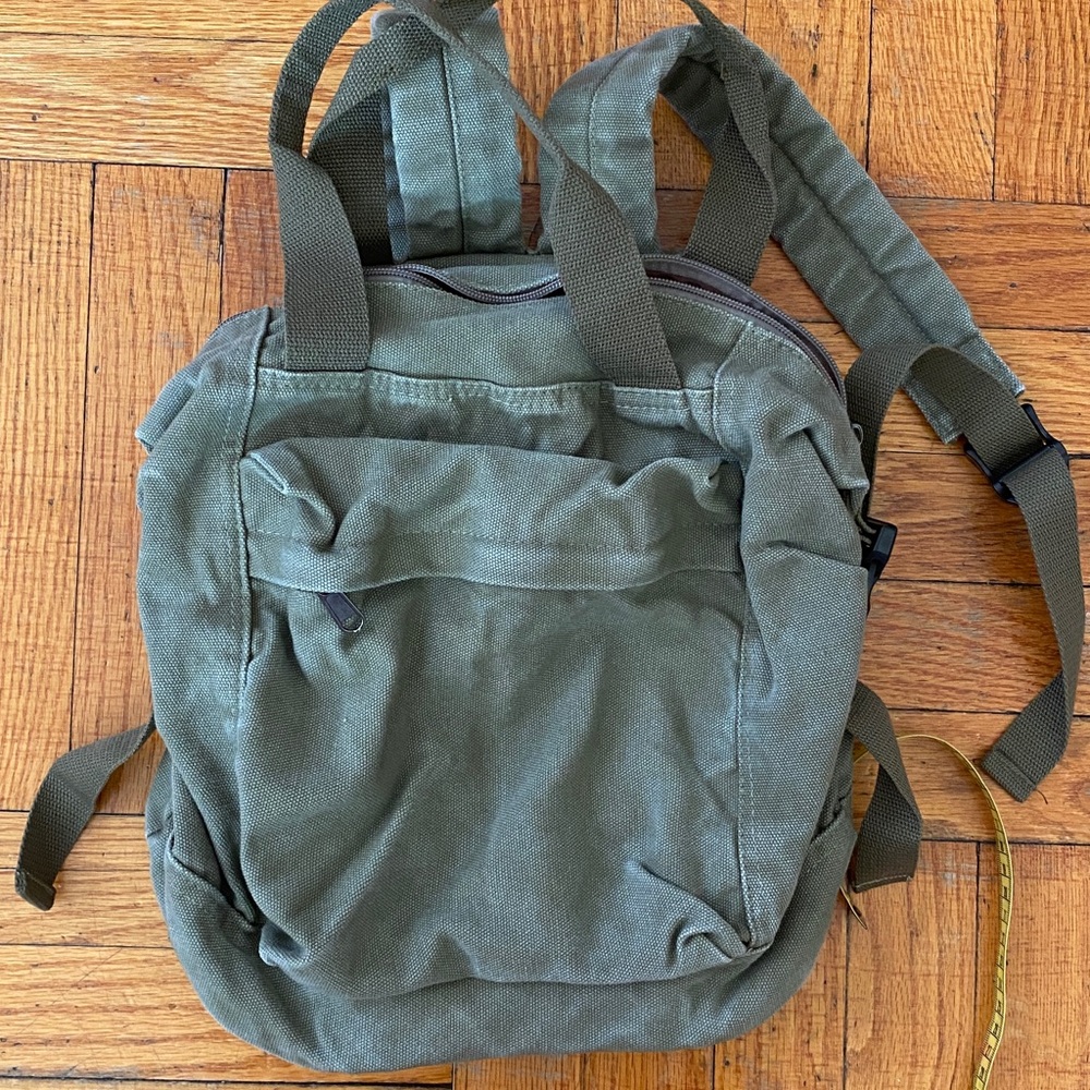 SHEIN olive green canvas mini backpack NWOT